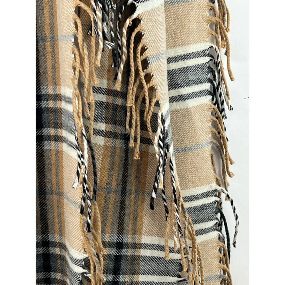 Cashmink by V. Fraas Scarf Brown Plaid Check‎ Scarf Made in Germany